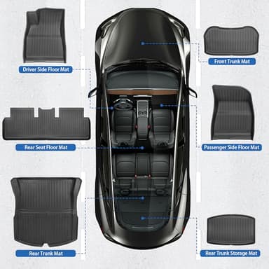 Weize Floor Mats Fit for Tesla Model 3 Highland 2025 2024, TPE All Weather Cargo Liner Floor Mats and Cargo Trunk Mats Accessories Front Rear Cargo Mat Full Set - Image 2