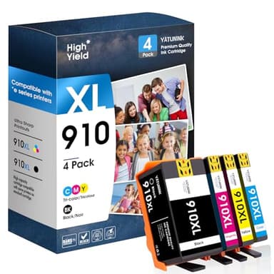 YATUNINK 910XL Ink Cartridges Combo Pack Compatible for HP 910 XL Works with HP OfficeJet 8010e 8012e 8014e 8015e 80188022e OfficeJet Pro 8020e 8024e 8025e 8028e 8035e (4Pack) - Image 1