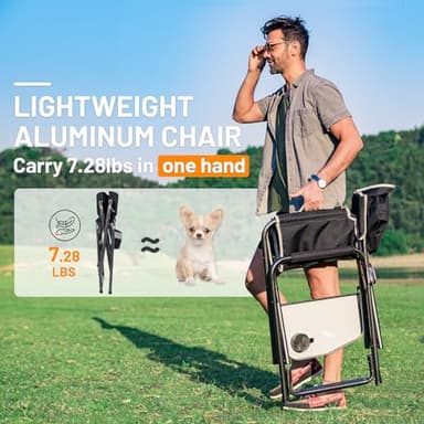 TIMBER RIDGE Aluminum Oversized Camping Chair, Lightweight Portable Directors Chair with Side Table Detachable Side Pocket for Outdoor Camping, Lawn, Picnic, Support 400lbs Black - Image 4