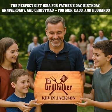 Personalized Wooden Grilling Board – Custom BBQ Gift for Men: Dad, Husband, Grandpa, Father-in-Law or Him – Birthday, Anniversary, Father’s Day or Christmas – Great Gift Idea for Men Who Love Grilling - Image 2