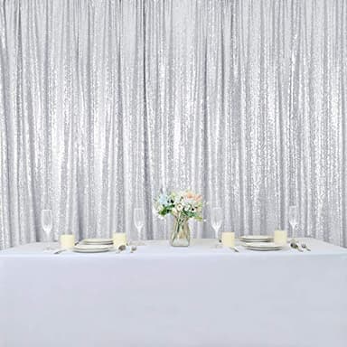 Hahuho Silver Sequin Backdrop Curtain, 4PCS 2FTx8FT Glitter Backdrop Curtain for Parties, Christmas, Wedding, Party Decoration（4 Panels, 2FT x 8FT, Silver - Image 7