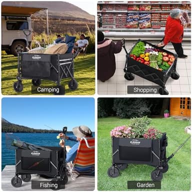 Elegear Wagon Cart Foldable Collapsible Heavy Duty, Folding Wagon with 360° All-Terrain Wheels&Smallest Folding Design, 220LBS Large Capacity Portable Utility Grocery Cart for Sports Camping Shopping - Image 7