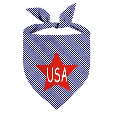 USA Dog Bandanas 1 Pack, Red Stars&Blue Stripes Print Scarfs for Boy and Girl, Summer Pet Scarves for Independence Day Bandanas Bulk for Small Medium Large Dogs (Red Star, One Size) - Image 1
