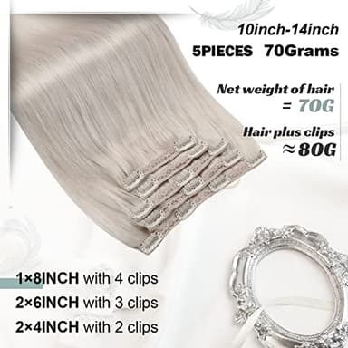 Moresoo Hair Extensions Clip ins White Blonde Real Hair Clip in Extensions Human Hair Double Weft Clip in Human Hair Extensions Full Head #60A 7Pieces/120Grams 24inch - Image 3