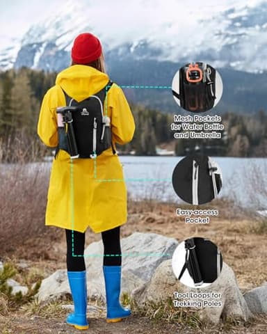 VPBAGE Small Hiking Backpack with Front Phone Holder, Packable Back pack with Chest and Waist Strap, Lightweight Daypack for Women Men - Image 3