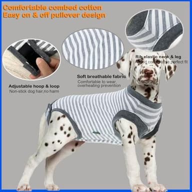 Dog Surgery Recovery Suit,Male Neuter Recovery Large Onesie Female Spay Cone Alternative Recovery Suit,Hoop & Loop Comfortable Surgical Bodysuit,Striped Grey L - Image 4