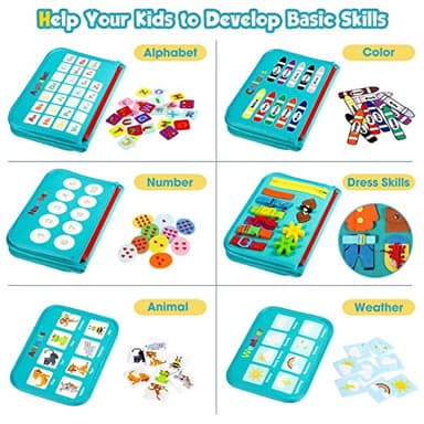 Winblo Toddler Busy Board - Montessori Toys for Toddler Boy Birthday Gift, Educational Learning Sensory Busy Book for Toddlers Boys, Airplane Car Travel Activities Toy for Toddlers - Image 2