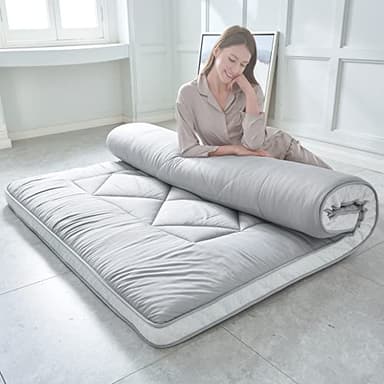 Heimorn Japanese Futon Mattress, Thick Foldable & Portable Sleeping Mattress with Dust-Proof Cover, Gray Full - Image 4