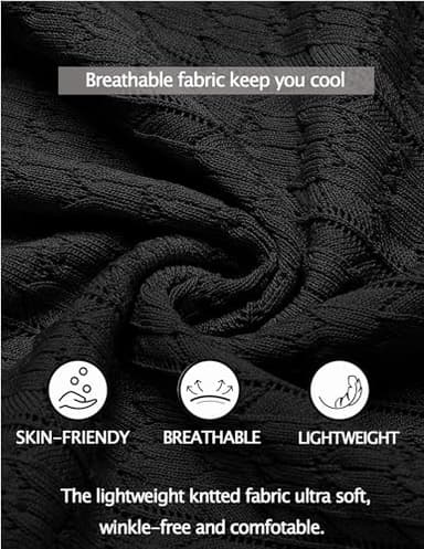 COOFANDY Men's Knit Button Down Shirt Vintage Short Sleeve Polo Shirts Casual Beach Shirts Top Black - Image 4