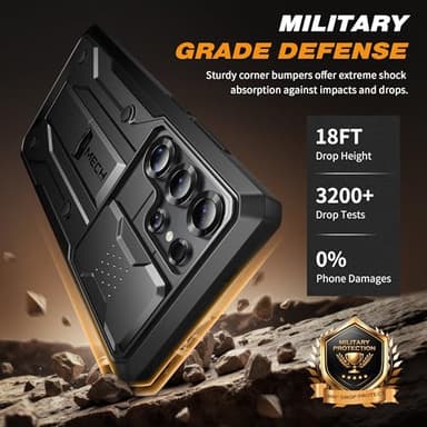 TONGATE for Samsung Galaxy S25 Ultra Case, [with Privacy Screen Protector & Slide Camera Cover] [2 Front Frames] Full-Body Heavy Duty S25 Ultra Case with Stand & Belt Clip Holster, Black Privacy 6.9" - Image 6