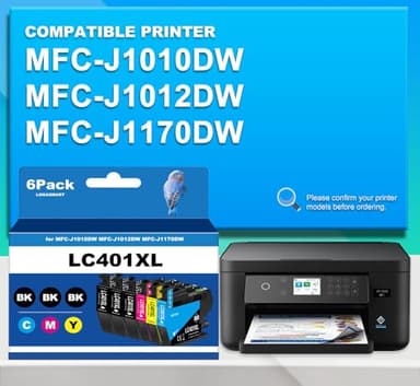 LC401XL Ink Cartridges for Brother Printer Compatible for LC401 Ink Cartridges for MFC-J1010DW MFC-J1012DW MFC-J1170DW Printer 6 Pack (3 Black, 1 Cyan, 1 Magenta, 1 Yellow) - Image 2