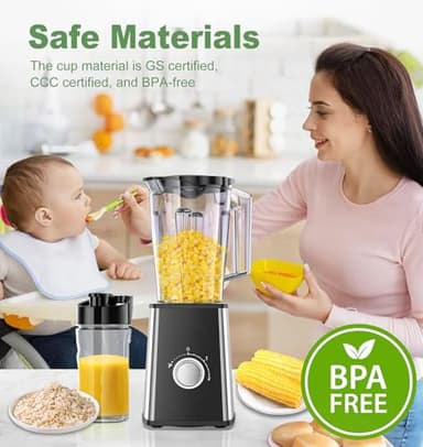Smoothie Blender, Personal Blenders for Smoothies and Shakes, Smoothies Maker and Coffee Grinder with 2 To-Go Cups, Countertop Blender for Kitchen, BPA Free - Image 4