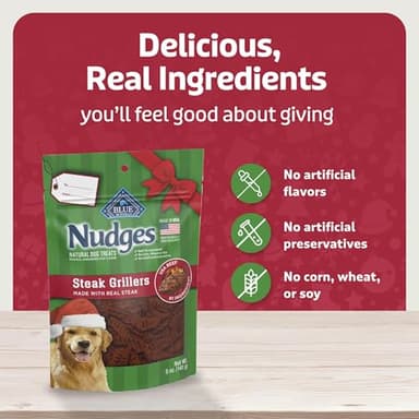 Blue Buffalo Nudges Grillers Dog Treats, Steak, 5-oz. Seasonal Bag - Image 6