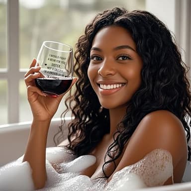 Ithmahco Mothers Day Gifts For Sisters, 16oz Sister's Stemless Wine Glasses - Sister Mother's Day Gift Ideas, Sisters Gifts From Brother (I Would Fight A Bear For You, Sister) - Image 5