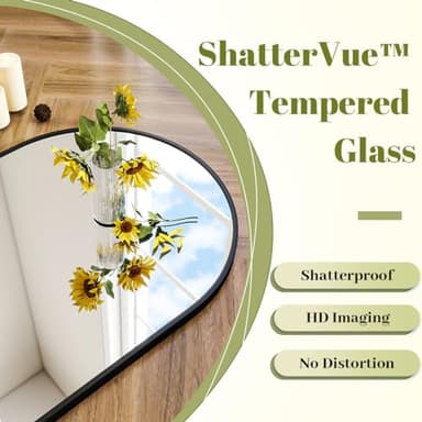 BEAUTYPEAK 24"x36" Arch Bathroom Mirror, Wall Mounted Vanity Metal Frame Mirror for Bedroom, Entryway, Living Room, Black - Image 2