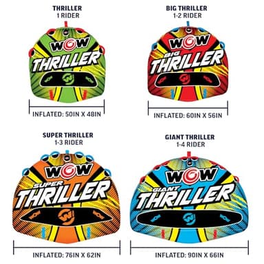 WOW Sports – Big Thriller Towable Deck Tube for Boating – 1-2 Person 340 lbs Capacity – Inflatable Boat Tube for Water Sports – Youth & Adults - Image 5