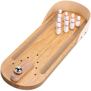 Table Top Mini Bowling Game Set-Tabletop Wooden Board Mini Arcade Desktop Tiny Bowling Shooting Alley Office Desk Stress Relief Gadgets Small Finger Toys Fun Gag Gifts for MenWomen Kids Teens Boys - Image 1