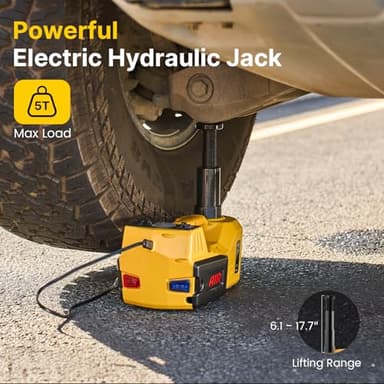 TaskStar Electric Car Jack Kit, 5 Ton/11023 lbs 12V Hydraulic Car Jack Lift with Electric Impact Wrench and Tire Inflator Pump, Portable Auto Kit for SUV MPV Sedan Truck Change Tires Garage Repair - Image 3
