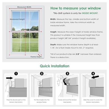 LazBlinds No Tools No Drill Cordless Cellular Shades, Blackout Light Blocking Honeycomb Shades for Home, Thermal Insulation Blinds for Windows, 40" W x 48" H, Beige - Image 6