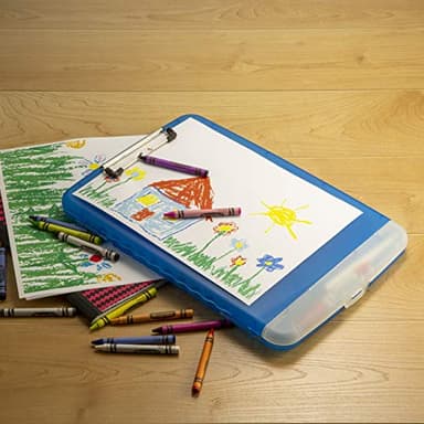 Officemate Slim Clipboard Storage Box, Translucent Blue (83304) - Image 2