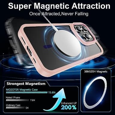 Temdan Designed for iPhone 15 Pro Case, [Compatible with Magsafe][Anti-Yellowing][Military-Grade Protection] Shockproof Protection Slim Sleeve Cover, Clear Pink - Image 3