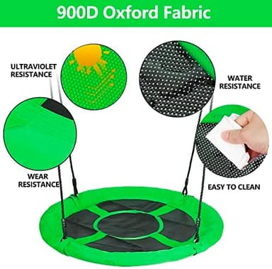 SUPER DEAL 40 Inch Green Saucer Tree Swing Set for Kids Adults 800lb Weight Capacity Waterproof Flying Swing Seat Textilene Fabric with Adjustable Hanging Ropes for Outdoor Playground, Backyard - Image 7