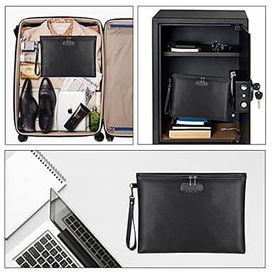 Fireproof Document Bag with Lock, ZOOPIP 14.3"x10.2" Fireproof and Waterproof Money Bag with Zipper Closure, Storage Pouch for A4 Letter Size Document, Cash, Cell Phone, Tablet, Credit Card,Passport - Image 7