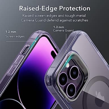 ESR for iPhone 14 Pro Case, Compatible with MagSafe, Built-in Camera Ring Stand, Military-Grade Protection, Magnetic Phone Case for iPhone 14 Pro, Classic Kickstand Case (HaloLock), Clear Purple - Image 8