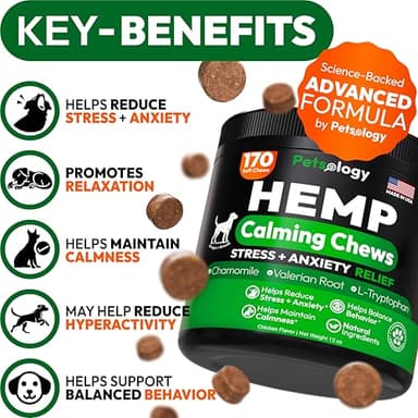 Hemp Calming Chews for Dogs - 170 Dog Calming Chews - Anxiety Relief Treats - Advanced Stress Relief Supplement, Separation Aid, Barking, Fireworks, Melatonin - Hip & Joint Support - Made in USA - Image 2