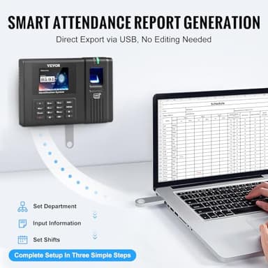 VEVOR Time Clock, Employee Attendance Machine with Fingerprint, RFID and PIN Punching in One, Standalone Biometric Clock in Machine for Employees Small Business with 5 RFID Cards & No Monthly Fees - Image 4