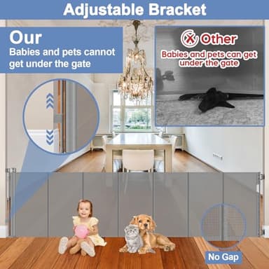 Reinforced bottom 90 Inch Extra Wide Baby Gate for Large Openings Retractable Baby Gates Extra Wide Upgraded Spring Retractable Dog Gate for Doorways Extra Wide Adjustable Bracket Retractable Pet Gate - Image 4