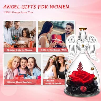 ANWEAO Mothers Day Flowers Gifts for Mom,Preserved Flower Rose in Glass Angel Figurines,Angel Gifts for Women Grandma Wife Sister,Angel Rose Birthday Gifts for Women Mom Wife - Image 5