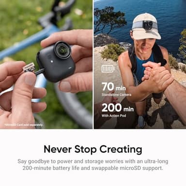 Insta360 GO Ultra Standard Bundle Midnight Black - Tiny Hands-Free 4K Cam, Lightweight & Portable, Low Light Excellence, Mount Anywhere, FlowState Stabilization, 200 Min Battery Life - Image 7