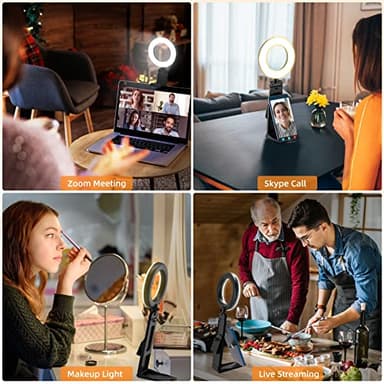 Evershop Ring Light for Laptop Desk Clip On,Small Computer Video Conference Lighting with Stand for Phone/Webcam/Monitor,5" Portable Mini LED Selfie Light Desktop for Zoom Meeting/Video Call/Recording - Image 2