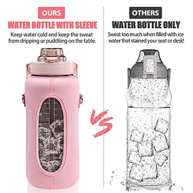 Chokoter Half Gallon Water Bottle with Sleeve, 64OZ Motivational Water Bottle with Straw & Time Marker, BPA Free Leakproof Gym for Sport Workout - Image 4