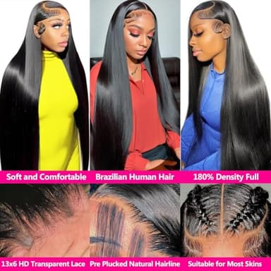 NOLLIPOPCO 28 Inch 13x6 Lace Front Wigs Human Hair HD Straight Lace Front Wigs Human Hair Pre Plucked 180% Density 12A Lace Front Wigs Glueless Wigs for Black Women - Image 5