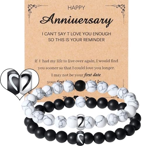 MAIBAOTA Anniversary Romantic Gifts for Men Women, Matching Couple Bracelets for Boyfriend Girlfriend Husband Wife, Wedding Ideas for Him Her - Image 1