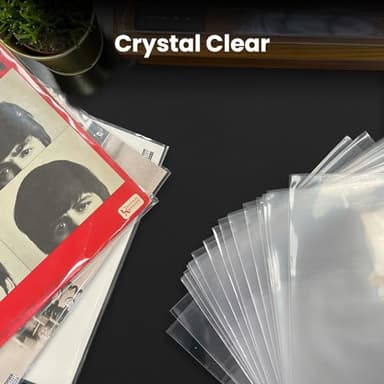 EVEO 100 Vinyl Record Sleeves Outer – Crystal Clear Outer Vinyl Sleeves LP Album Covers 12.75"x12.75" | Perfect Fit Protective 3 Mil Protection for Single & Double LPs - Archival Quality - Image 4