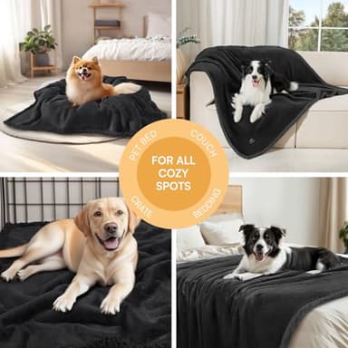 Waterproof Pet Blanket, Liquid Pee Proof Dog Blanket for Sofa Bed Couch, Reversible Sherpa Fleece Furniture Protector Cover for Small Medium Large Dogs Cats, Black Small（40" x 28"） - Image 6