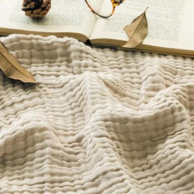 EMME Cotton Throw Blanket Large 50"x70" Gifts for Women 100% Muslin for Couch Breathable Gauze All Season Soft and Lightweight Pre-Washed (Light Tan) - Image 1