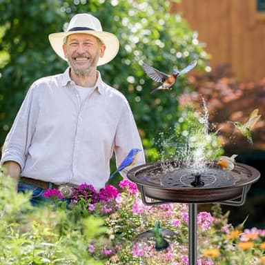 VeyFolzin.st Bird Baths for Outdoors, Detachable Birdbaths for The Garden Clearance, Heavy Duty Freestanding Bird Baths, Bird Bath Bowl Spa & Birdfeeder with Metal Stake Stand (Retro Brown) - Image 6