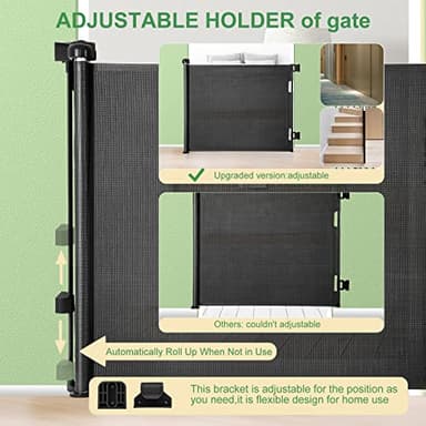 Upgraded Retractable Baby Gate, Extra Wide Safety Kids or Pets Gate, 33” Tall, Extends to 71” Wide, Mesh Safety Dog Gate for Stairs, Indoor, Outdoor, Doorways, Hallways(33”x71”, Black) - Image 6