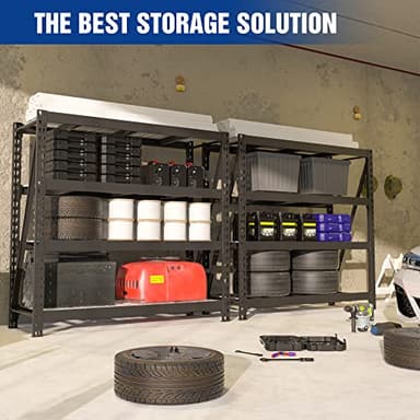 WORKPRO 68" Ultra Wide 4-Tier Metal Garage Shelving Unit, 68"W x 24"D x 65"H, 7200 LBS Capacity, Heavy Duty Storage Utility Rack, Industrial Adjustable Shelves for Shop Warehouse Basement, Pack of 2 - Image 6