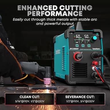 bestarc Plasma Cutter, [Pilot Arc][Large LED Display][Air Sensor]50A bestarc Plasma Cutter Machine 110/220V Dual Voltage, 1/2'' Clean Cut 3/4 Inch Max Cut, Post Flow Mesh, 2T/4T for Beginners DIY - Image 3