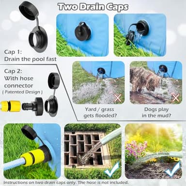 Jasonwell Foldable Dog Pet Bath Pool Collapsible Dog Pet Pool Bathing Tub Kiddie Pool Doggie Wading Pool for Puppy Small Medium Large Dogs Cats and Kids 63" Blue - Image 2