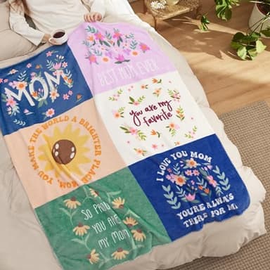 Bedsure Birthday Blanket Gifts for Women - Soft Mom Blanket for Women as Decorations for Wife and Grandma, Patchwork, 50"x60" - Image 4