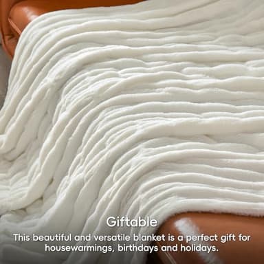 PHF Fluffy Ruched Faux Fur Throw Blanket for Couch,Cozy Plush Soft Luxury Warm for Fall Winter,Reversible Furry Thick Lightweight Blanket for Bed Sofa,Aesthetic Room Decor,50 * 60 Inches,White - Image 7