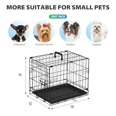 BestPet | Dog Crate | 18" | Black | Foldable Metal Kennel with Single Doors, Secure Slide-Bolt Latches, Leakproof Tray | Portable Dog Cage for Small Breeds | for Travel, Indoor & Outdoor Use - Image 7