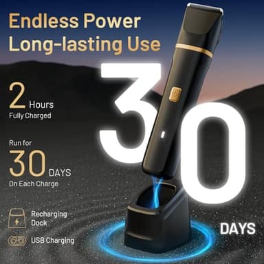 Electric Razor for Men, IPX7 Waterproof Versatile Shaver for Temple, Groin, Nose, Ear Hairs, Beard, Body Hair Trimmer for Men, Painless Grooming Kit with 2 Replaceable Ceramic Blade Heads - Image 5