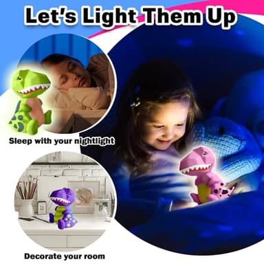 FUNZBO 4.3in Paint Your Own Dinosaur Lamp Kit - Halloweens Arts and Crafts Supplies Painting Kit for Kids Teens, DIY Night Light Dinosaur Toys for Boys Girls 3 4 5 6 7 8 9 10 11 12 13 Birthday Gifts - Image 4